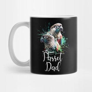 Crimson Bellied Conure Color Splatter Parrot Dad Black Mug